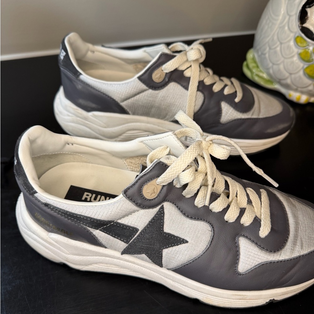 Golden Goose Men's Running Sole Sneakers in Silver, Ebony, Black